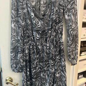 Elegant Black and White Swirl Dress